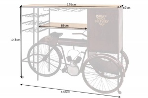 DULAP BAR DEOSEBIT, DELHI 190CM, DIN LEMN MASIV SI CADRUL DIN METAL, COD 42105 - Img 8