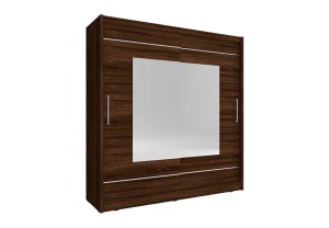 DULAP DORMITOR CU OGLINDA MAJA IX 180 STEJAR SONOMA CIOCOLATIU DESIGN MODERN PSK - Img 1