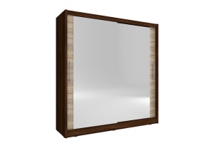 DULAP DORMITOR CU OGLINDA MAJA VI 200 STEJAR SONOMA + CIOCOLATIU DESIGN MODERN PSK