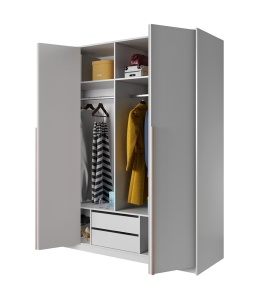 DULAP DORMITOR XELO 185 ALB/STEJAR - DESIGN MODERN - Img 5