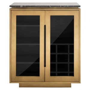 DULAP FINSBURY, 101 CM, EFECT DE MARMURA NEAGRA/AURIU, DIN MDF , METAL SI MARMURA, RICHMOND INTERIORS - Img 2