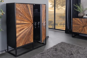 DULAP LIVING 120CM, BARRACUDA, MARO/NEGRU, DIN LEMN MASIV DE MANGO, LEMN TEC RECICLAT SI METAL - Img 2