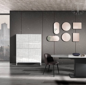 DULAP LIVING 90CM, EDDY GRAPHIC, COD 5068, STIL MODERN, REALIZATA PANOURI LAMINATE, USI SEMIGRAFIATE - Img 4