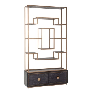 DULAP/ORGANIZATOR HUNTER, 210475, CONFECTIONAT DIN FURNIR DE STEJAR SI METAL, NEGRU/AURIU, STIL RUSTIC