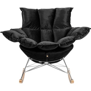 FOTOLIU BALANSOAR SWING VELVET, NEGRU, TAPITERIE DIN CATIFEA, STIL MODERN - Img 3
