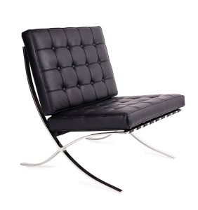 FOTOLIU CONFORTABIL BARCELON, NEGRU/CROM, DIN PIELE NATURALA SI METAL, STIL MODERN