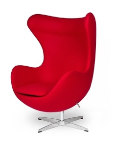 FOTOLIU CONFORTABIL EGG CLASSIC, ROSU 17/CROM, DIN CASMIR SI METAL, STIL MODERN B2