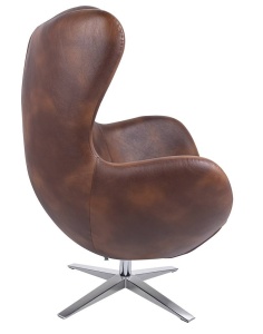 FOTOLIU CONFORTABIL EGG SZEROKI, MARO CONIAC/CROM, DIN PIELE ECOLOGICA SI METAL, STIL MODERN - Img 3