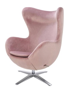 FOTOLIU CONFORTABIL EGG SZEROKI VELVET, ROZ PUDRA 12/CROM, DIN CATIFEA SI METAL, STIL MODERN B2