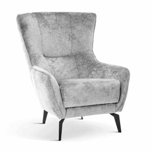 FOTOLIU CONFORTABIL ROMERO, GRI/NEGRU, TAPITERIE DIN TEXTIL PLUSAT SI PICIOARE DIN METAL, STIL CLASIC