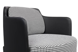 FOTOLIU CONFORTABIL VENICE, ALB/NEGRU, TAPITERIE DIN STOFA SI PIELE ECOLOGICA, STIL MODERN - Img 3