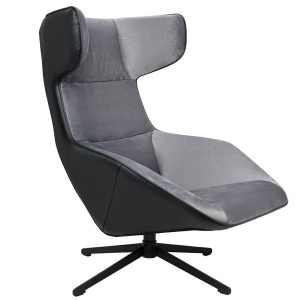 FOTOLIU CONFORTABIL VITA, GRI/NEGRU, TAPITAT IN CATIFEA SI PIELE ECOLOGICA, STIL MODERN B2 - Img 4