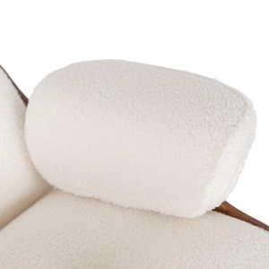 FOTOLIU CU TABURET LOUNGE, ARTIM, ALB BOUCLE, MATERIAL LEMNOS SI TEXTIL, STIL MODERN - Img 6