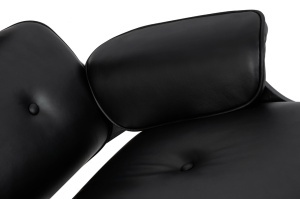 FOTOLIU CU TABURET LOUNGE , PIELE NATURALA ITALIANA SI LEMN DE FRASIN, CULOARE NEGRU/ABANOS, STIL EAMES - Img 4