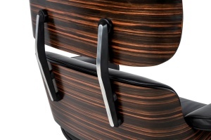 FOTOLIU CU TABURET LOUNGE , PIELE NATURALA ITALIANA SI LEMN DE FRASIN, CULOARE NEGRU/ABANOS, STIL EAMES - Img 5
