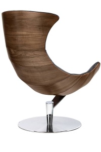 FOTOLIU EXCLUSIVIST CU TABURET, HOMMER, NEGRU/NUC/CROM, PIELE NATURALA SI LEMN DE NUC, STIL MODERN - Img 5