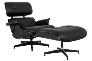 FOTOLIU EXCLUSIVIST CU TABURET, LOUNGE HM PREMIUM, NEGRU, PIELE NATURALA SI LEMN DE FRASIN, STIL MODERN - Img 3