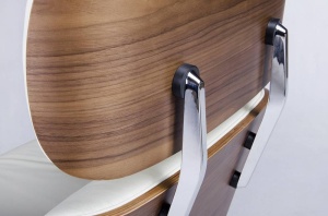 FOTOLIU EXCLUSIVIST CU TABURET, LOUNGE VA PREMIUM SZEROKI, ALB/NUC/CROM, PIELE NATURALA SI LEMN DE NUC, STIL MODERN - Img 3