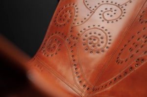 FOTOLIU RETRO, BUTTERFLY DIN PIELE NATURALA, DE CULOARE MARO DESCHIS, COD 40133 REALIZAT MANUAL - Img 4