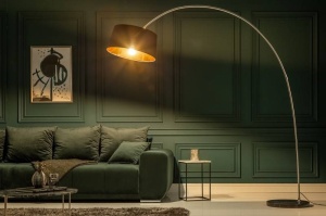 LAMPADAR FORMA NEGRU/AURIU 215CM DIN METAL SI TEXTIL COD 13069