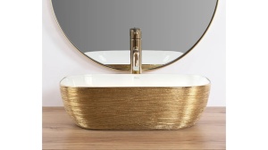 LAVOAR REA BELINDA, 46 CM, ALB/AURIU PERIAT, DIN CERAMICA, CALITATE SUPERIOARA