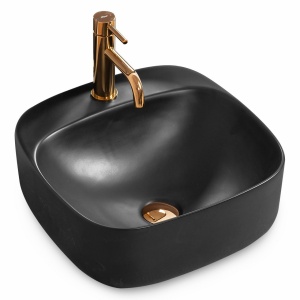 LAVOAR REA CERAMICA, LUIZA, 42CM, NEGRU MAT, MONTAJ PE BLAT, DESIGN DEOSEBIT, CALITATE SUPERIOARA, REA
