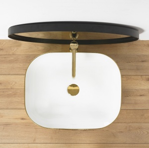LAVOAR REA FLORIA, 51CM, ALB/AURIU, MONTAJ PE BLAT, DESIGN DEOSEBIT, CALITATE SUPERIOARA, REA