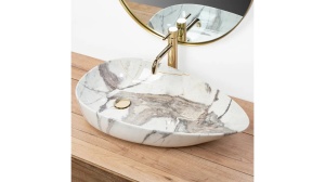 LAVOAR REA GRETA, THUNDER SHINY, 65,5 CM, EFECT DE MARMURA ALBA, DIN CERAMICA, CALITATE SUPERIOARA - Img 2
