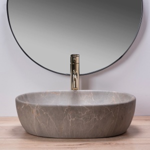 LAVOAR REA LARA, EFECT DE PIATRA BEJ, 48,5 CM, DIN CERAMICA, CALITATE SUPERIOARA - Img 2