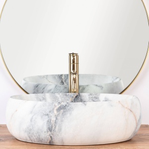 LAVOAR REA LINDA, GRANIT MAT, EFECT DE MARMURA MATA, 48,5 CM, DIN CERAMICA, CALITATE SUPERIOARA - Img 3