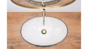 LAVOAR REA MELANIA MERYL, ALB/AURIU, 60 CM, DIN CERAMICA, CALITATE SUPERIOARA - Img 3