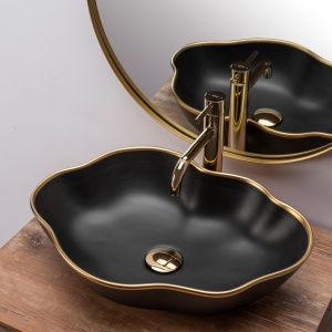 LAVOAR REA PEARL, AURIU/NEGRU MAT, 51,5 CM, DIN CERAMICA, CALITATE SUPERIOARA - Img 3