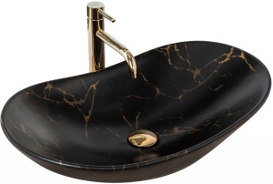 LAVOAR REA ROYAL, 60,5 CM, EFECT DE MARMURA NEAGRA, DIN CERAMICA, CALITATE SUPERIOARA - Img 5