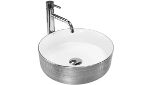 LAVOAR REA SAMI, 36 CM, ALB/CROM PERIAT, DIN CERAMICA, CALITATE SUPERIOARA - Img 2
