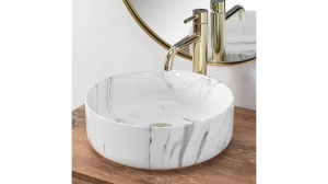 LAVOAR REA SAMI, AIAX SHINY, 35,5 CM, EFECT DE MARMURA ALBA, DIN CERAMICA, CALITATE SUPERIOARA - Img 2