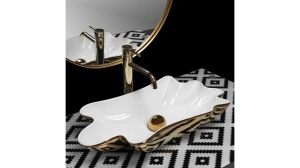 LAVOAR REA SEA+DOP CLICK-CLACK, ALB/AURIU, 62 CM, DIN CERAMICA, CALITATE SUPERIOARA