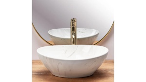 LAVOAR REA SOFIA, CALALA MARMUR, EFECT DE MARMURA ALBA, 41 CM, DIN CERAMICA, CALITATE SUPERIOARA - Img 2
