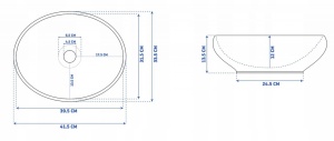 LAVOAR REA SOFIA, SILVER N, 41CM ,ARGINTIU, MONTAJ PE BLAT, DIN CERAMICA, CALITATE SUPERIOARA, REA