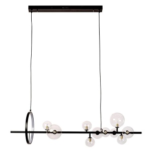 LUSTRA ALURE LINE 120, NEGRU/TRANSPARENT, DIN METAL SI STICLA, STIL MODERN - Img 2
