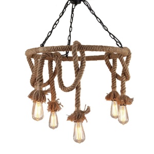 LUSTRA CHANDELIER ROPE 5, APP524-8C, 100x60 cm, MARO NATURAL SI NEGRU, DIN OTEL DE INALTA CALITATE, STIL MODERN, TU
