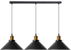 LUSTRA CU 3 BECURI PORTO BLACK 3CP, NEGRU, 60x115 cm, DIN METAL, STIL MODERN, TU