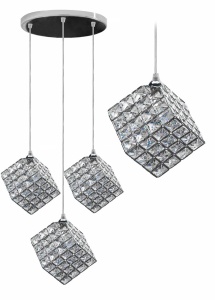LUSTRA GLAMOR CUBE APP722-3CP, 12X12 cm, CROM SI ARGINTIU, DIN METAL CROMAT SI STICLA, STIL MODERN, TU