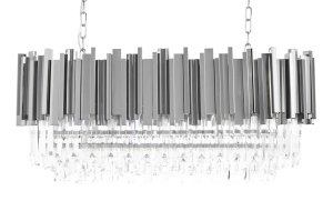LUSTRA IMPERIAL LONG SILVER 90, ARGINTIU/ALB, DIN OTEL SI CRISTALE, STIL MODERN - Img 2