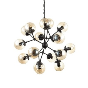 LUSTRA KEPLER SP12, NEGRU/AMBER, DIN METAL SI STICLA, STIL INDUSTRIAL