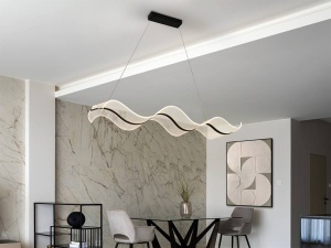 LUSTRA OLAS, CU TELECOMANDA, 122 CM, NEGRU MAT/OPAL, DIN METAL SI METACRILAT MICROIMPRIMAT, STIL MODERN