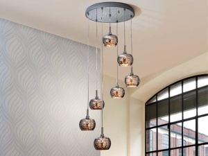 LUSTRA/PLAFONIERA ARIAN, 50 CM, CROM/TRANSPARENT, DIN METAL SI STICLA, STIL MODERN