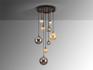 LUSTRA/PLAFONIERA DARK, 55 CM, MULTICOLORA, DIN METAL SI STICLA, STIL MODERN - Img 4