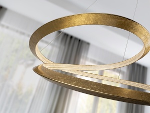 LUSTRA/PLAFONIERA ETERNITY, 60 CM, CU TELECOMANDA, AURIU/TRANSPARENT, DIN METAL, ALUMINIU SI ACRIL, STIL MODERN - Img 2