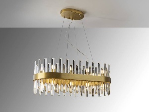 LUSTRA/PLAFONIERA GRACE, 80 CM, AURIU PERIAT/TRANSPARENT, DIN METAL SI STICLA, STIL MODERN - Img 6