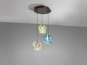 LUSTRA/PLAFONIERA INGRID, 150 CM, BRONZ PERIAT/MULTICOLOR, DIN STICLA SI ALUMINIU, STIL MODERN - Img 3